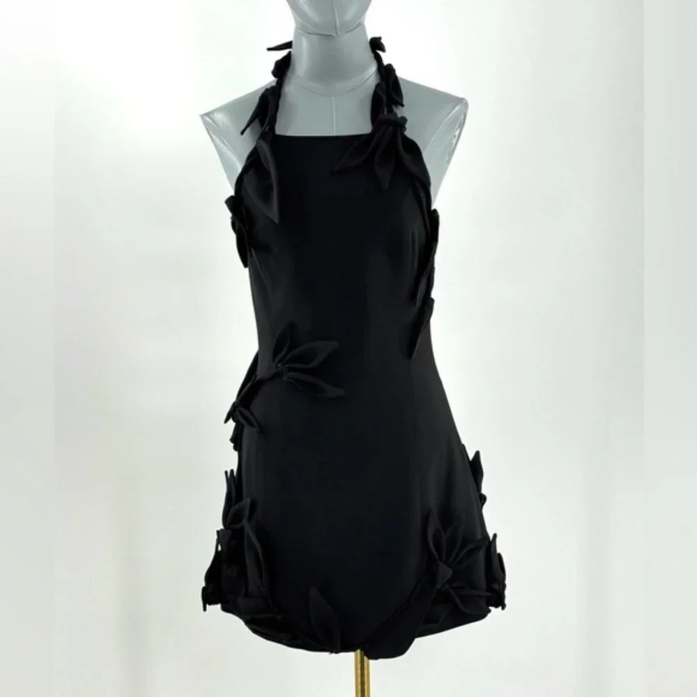 🆕 CULT GAIA 🧿 NWT Elliana Calla Lily Floral Appliqué Mini, Black - Sz 0